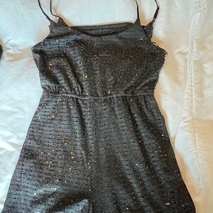 Crystal Sky Sequin Romper Black